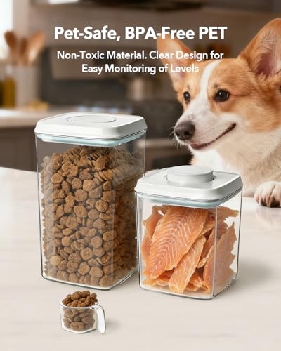 Dog Food Storage Container with One-Touch Lid, 2.8 QT / 2.65 L Stackable Durable BPA-Free PET Cat Food Storage Container,for Pet Treats, Supplements & Small Kibble - color: 2.8QT