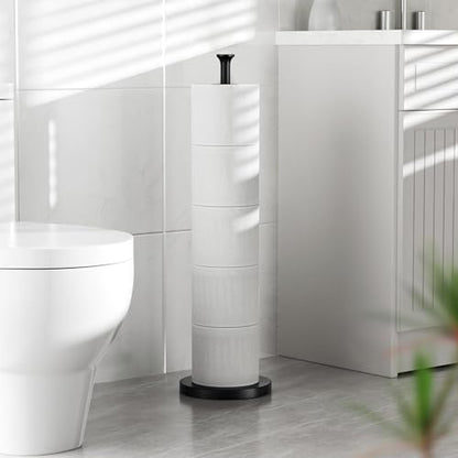Toilet Paper Holder Stand(with Reserve Function), Free-Standing Spare Rolls Storage Holder, Stainless Steel, Modern Design - color: Matte Black