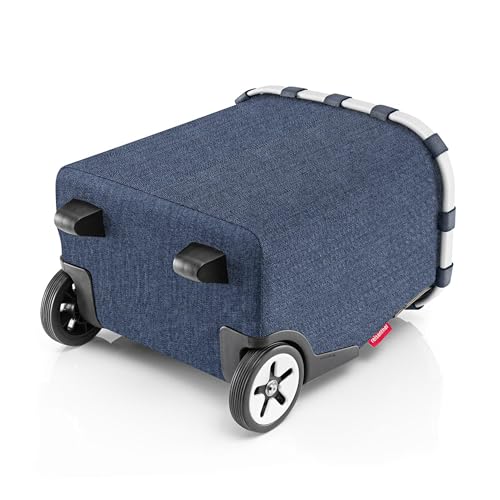 reisenthel carrycruiser Herringbone Dark Blue - Portable Shopping Trolley with Sturdy Aluminum Frame, Shoulder Strap and Removable mesh Inner Bag -Water-Repellent - color: Herringbone Dark Blue
