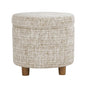 HomePop 19" Round Storage Ottoman - Cream Textural Woven - color: Cream Textural Woven