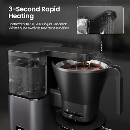 Kismile SCA-Certified 8 Cup Drip Coffee Maker, Pour Over Coffee Machine with 3s Instant Heat 197–205℉, Adjustable Flow Control, Removable Water Tank, Deep Cold Brew & 40 Min Keep Warm (Starry Grey) - color: Starry Gray