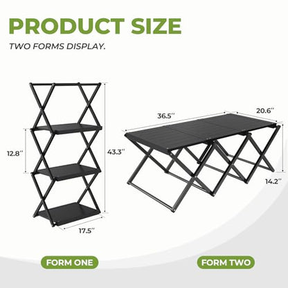 Camping Table and Chairs Set, 2-in-1 Aluminum Folding Table with 3-Tier Storage Rack, Heavy Duty Portable Camp Kitchen for Outdoor, Camping, Hiking, Beach - size: Aluminum Table