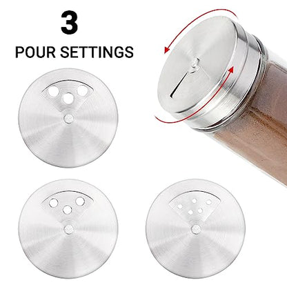 Segarty Spice Jar, 3 Pack 4 oz Glass Spice Jars with Shaker Lids, Clear Seasoning Organizer Spice Containers with Adjustable Pour Holes for Kitchen Cabinet, Salt Shakers with Stainless Lid - size: 4oz / 120ml