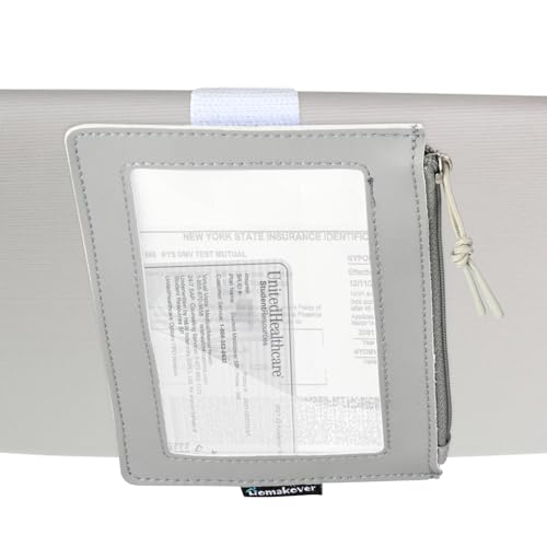 Registration & Insurance Card Document Holder for Visor, Carrying Case for High Road Registration and Insurance Pocket, Adjustable Visor Bag Drivers License Holder, Fit Most Car, SUV and Truck (Gray) - color: Gray