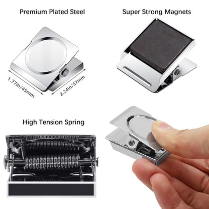 Magnetic Clips 1.77 inch, 12 Pack Heavy Duty Magnetic Clips for Whiteboard Refrigerator Classroom, Large Magnet Metal Clips for Hanging - size: 1.77"- 12 Pieces