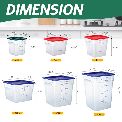 4 Pack Clear Food Storage Containers with Lids and Handles Polycarbonate Square Commercial Food Containers, NSF (4Qt) - color: 4Qt