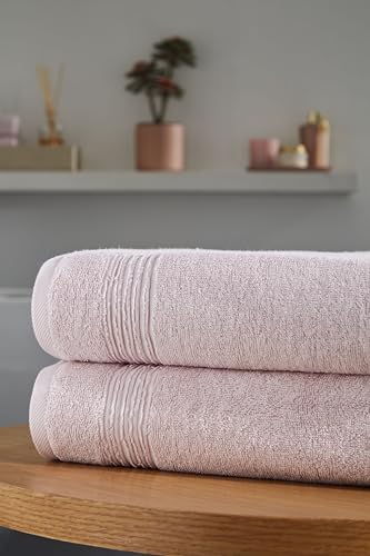 Ozdilek 2-Piece Bath Towels, 27x54 100% Turkish Cotton, Luxury Quick Dry, Extra Large, Fade-Resistant, Eco-Friendly, Spa Towel, Comfortable (Mauve Pink) - color: Mauve Pink