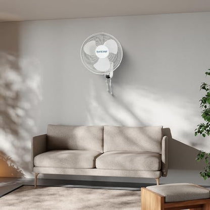 Hurricane Classic Oscillating Wall Mount Fan w/ 3 Quite Speeds, White, 16" - Corded Electric Air Cooling Unit w/ Easy Pull Cord Controls for Home, Grow Tents, Offices, Sheds, Studios, Garages & Dorms - style: Classic