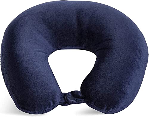 Wolf Essentials Adult Cozy Soft Microfiber Neck Pillow for Travel – Compact, Machine Washable - Perfect for Airplane, Car, or Home Use - Filled and Finished in The USA – Navy - color: Navy, size: Adult (Pack of 1)