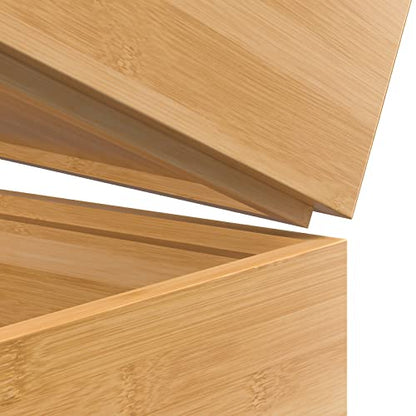 VeyFey Silverware Tray for Drawer, Stackable Kitchen Bamboo Drawer Organizer 9" x 6" x 2" Set of 2 - size: 9" x 6" x 2"