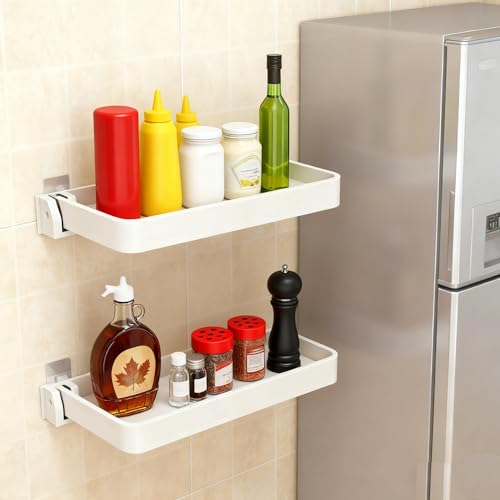 RV Aluminum Folding Wall Shelf - Waterproof and Rust-Proof Space Save Wall-Mounted Folding Small Shelf for Bathroom, Laundry, Kitchen,RV,Campers,Boat etc (White 2PCS, 11.8inch)