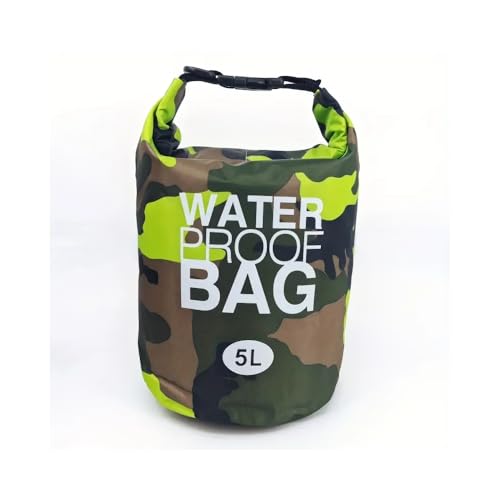 Waterproof Dry Bag 5L,500D Tarpaulin Heavey-Duty PVC Water Proof Dry Bag Sack for Kayaking/Boating/Canoeing/Fishing/Rafting/Swimming/Camping/Snowboarding，Roll Top Dry Storage Backpack with Phone Case - color: agreen