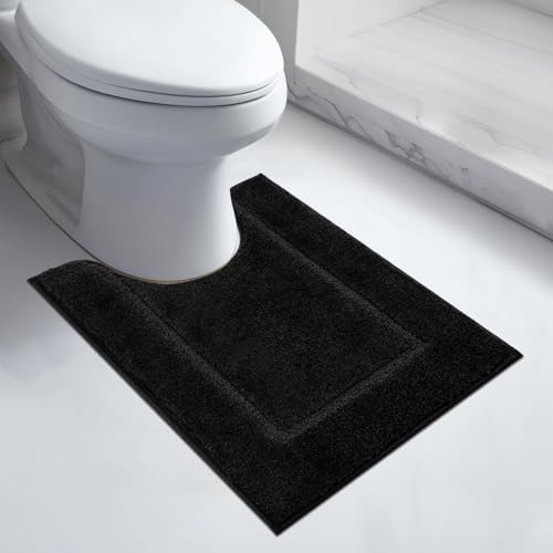 anllugs Bathroom Rugs U-Shaped 20" x 24", Non-Slip Extra Soft Absorbent Bath Rugs, Machine Washable Quick Dry Bath Mats for Toilet Base, Black - color: Black, size: 20" X 24"
