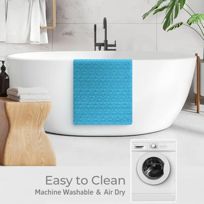 Non Slip Bathtub Mat for Bath Tub Shower - Natural Rubber Mat with 241 Suction Cups - Soft Bathroom Safety Mat - Unique Diamond Pattern - Fatigue Relief - Machine Washable - 16 × 28 Inch - color: River Blue, size: 28" x 16" (Rectangular)