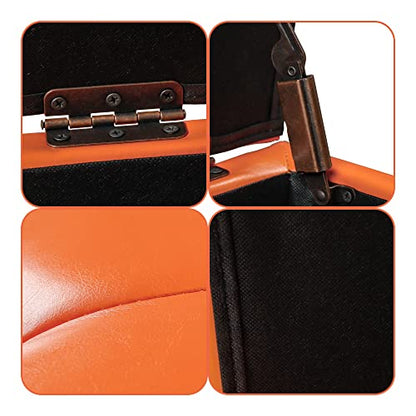 H&B Luxuries Tufted Leather Square Flip Top Storage Ottoman Cube Foot Rest - color: Orange With Storage