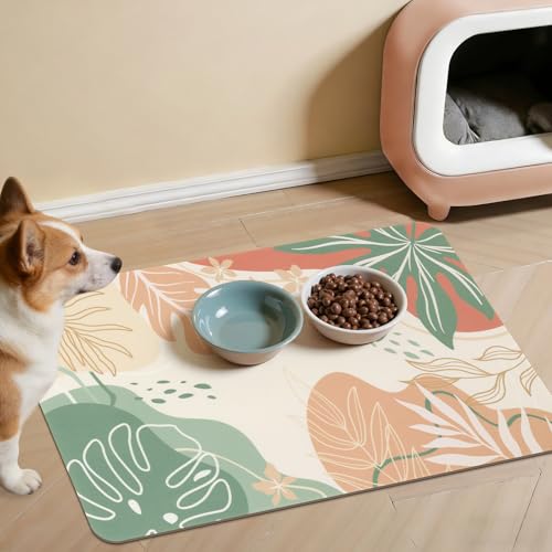Topotdor Dog Food Mat for Floors,Absorbent Mat for Dog Food and Water Bowls,Quick Dry Cat Food Mat Pet Supplies,12"x20" - color: Red, size: 20"L x 12"W
