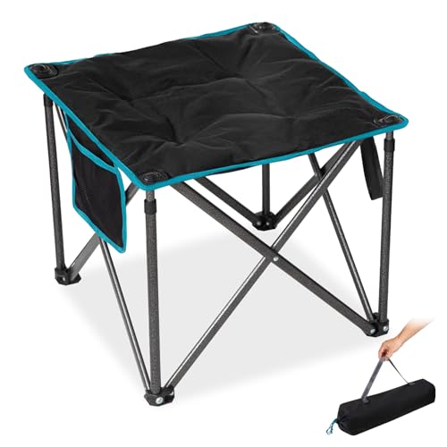 FUNDANGO Oversized Camping Stool for Adults, Thick Padded 18.1 Inch Folding Ottoman Foot Rest, 440 Lbs Heavy Duty Outdoor Camp Chairs with Anti-Slip Foots & Carry Bag for Fishing Lawn Travel (Black) - color: Black Ultimate-1 Pack