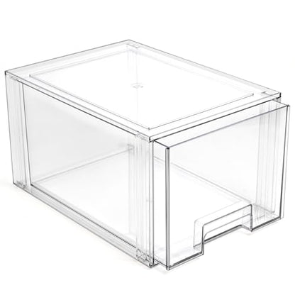 BINO | Stackable Storage Drawers, Tall Large - Clear | THE CRATE COLLECTION | Storage Bins With Drawers | Bathroom Organizers | Under Sink Organizer | Vanity Cabinet Home Organization - size: Tall Large