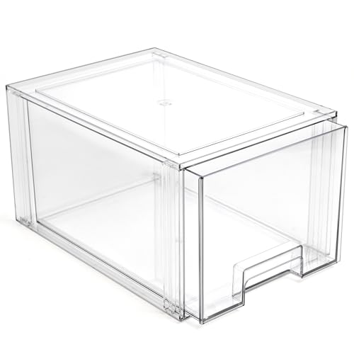 BINO | Stackable Storage Drawers, Tall Large - Clear | THE CRATE COLLECTION | Storage Bins With Drawers | Bathroom Organizers | Under Sink Organizer | Vanity Cabinet Home Organization - size: Tall Large