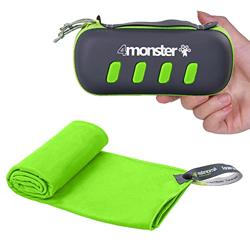 4Monster Camping Towel Super Absorbent-Quick Dry Microfiber Towel Ultra Compact & Soft-Travel Towel Lightweight for Backpacking,Hiking,Gym,Beach,Swimming,Yoga - color: Green, size: 48.00" x 24.00"