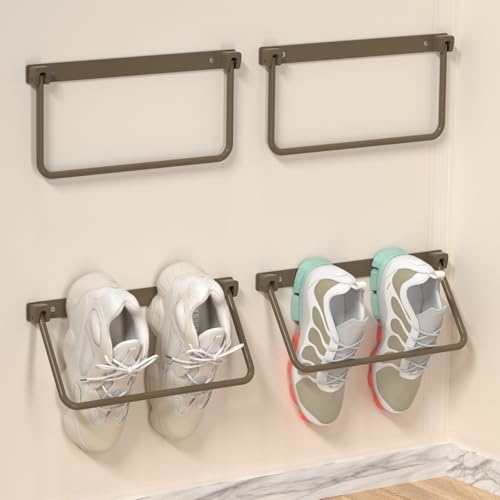 Foldable RV Shoe Rack 4 Pack,Aluminum Wall Mounted Shoes Rack,Camper Shoe Organizer, Efficient Holder and Storage Rack for Various Shoes, Door Shoe Hangers,Travel Storage Rack