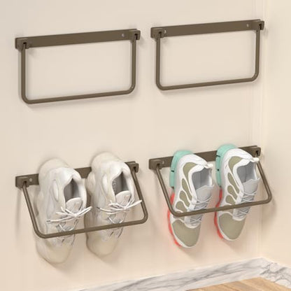 Foldable RV Shoe Rack 4 Pack,Aluminum Wall Mounted Shoes Rack,Camper Shoe Organizer, Efficient Holder and Storage Rack for Various Shoes, Door Shoe Hangers,Travel Storage Rack