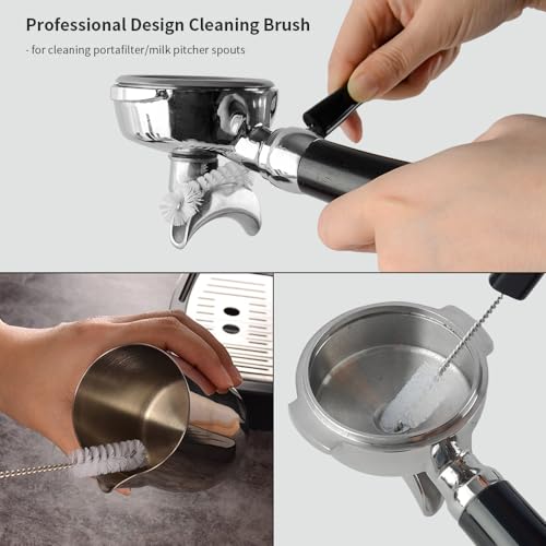 Espresso Machine Cleaning Brush Set - CAFEMASY 5 Pieces Coffee Cleaning Brush Natural Bristles Wooden Brush for Coffee Grinder and Nylon Brush for Espresso Machine Cleaning