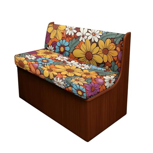 Colorful Hippie Daisy Floral Pattern RV Dinette Cushion Covers Stretch Sofa Seat Slipcovers Replacement Camper Cushions Cover for RV Camper 2Pcs Backrest & Bench Cover, 2 Sets - color: Colorful Hippie Daisy Floral