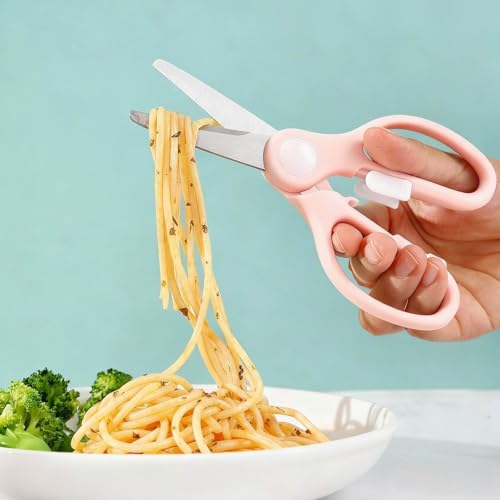 Versatile Stainless Steel Kitchen Scissors with Storage Box - Multi-Purpose Food Shears for Meat, Vegetables & Noodles (Pink) - color: Pink
