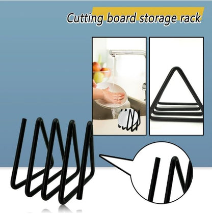 Cutting Board Organizer Holder Stand, Triangle Black Metal Holder for Cutting Board Storage & Plate Holder, Tray Dividers, 3.94 x 3.94 x 3.54 in