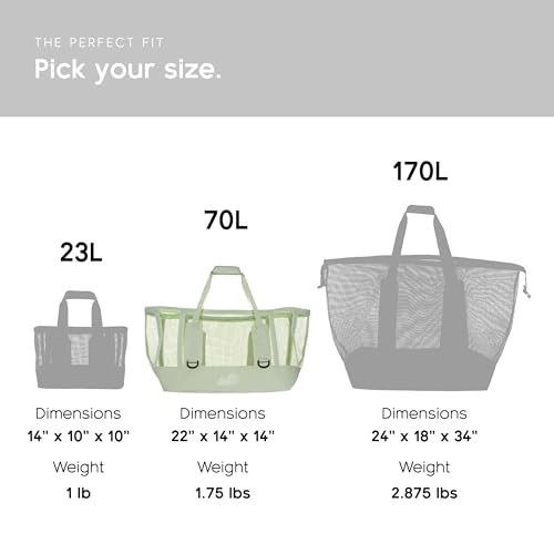 MISSION Boat Gear CASSI Heavy-Duty Outdoor Tote and Waterproof Marine-Grade Mesh Boat Bags - color: Sage, size: 70 Liter
