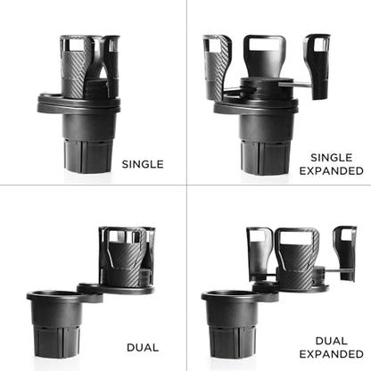 Limitless Dual CupStation - 2-in-1 Expandable Cup Holder with 360° Rotating Base – Black