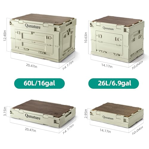 Collapsible Storage Bins with Lockable Doors & Removable Cutting Board, 60L Foldable Stackable Heavy-Duty Box for Camping, Picnic, Closet, Garage, and Moving Organization - size: 60L