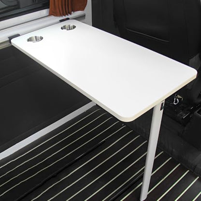 RV Wall Mounted Table With Two Cup Slots Rv Dinette Table Wall Mounted Desk Wood Folding Camper Table for Motorhome Home Office Folding RV Table For Small Space Foldable Multifunctional Table(White) - color: White