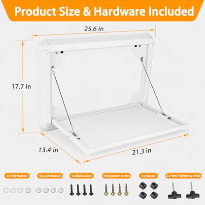 RV Folding Table Wall Mount, 21.3 x 17.7 Inch Aluminum Alloy Fold Down Picnic Work Table Kit for Campervan, Motorhome, Travel Trailer and Truck Camper, Exterior/Interior Use