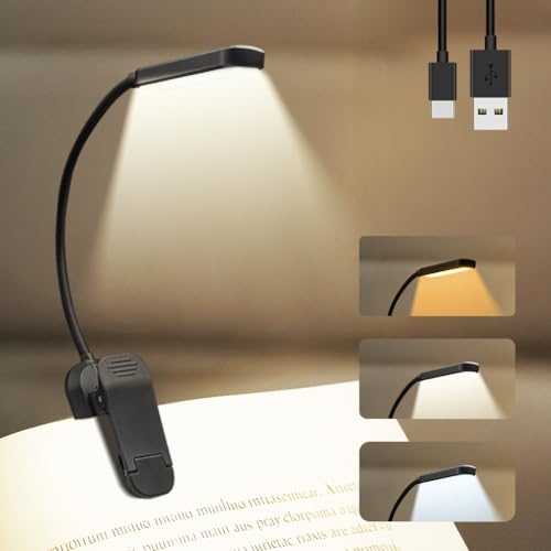 Rechargeable 20 LED Book Light for Reading in Bed - Energy Saving with Extended 60Hrs Runtime, 15-Level Stepless Dimming, Flexible Lightweight Clip on Light for Studying, Travel, Black - color: Black, size: 20 LEDs