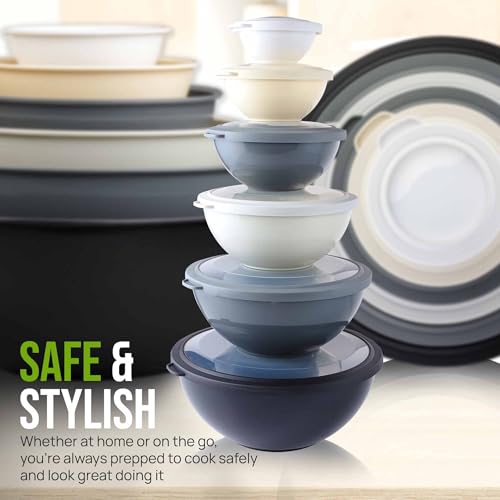 Zulay Kitchen 12 Piece Plastic Mixing Bowls with Leak-Proof Lids Set - Microwave and Freezer Safe Kitchen Mixing Bowls for Preparing, Serving and Storing - Large Nesting Bowls (Midnight Ombre) - color: Midnight Ombre