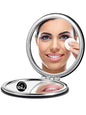 OMIRO 1X/10X Magnifying Compact Mirror with PU Leather, Ultra-Portable for Purses and Travel, Round Black - color: Black