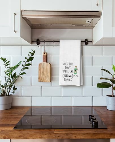 Advivio Does This Towel Smell Like Chloroform to You - Flour Sack Towel, Funny Dish Cloth Hand Towel for Bathroom Kitchen Hostess New House Housewarming - color: Does This Towel