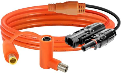 Solar Connector to DC 8mm Adapter Cable 5FT, 12AWG + 14AWG Tinned Copper Wire with DC7909 to DC8020 Adapter, Heavy Duty Charging Cable for Portable Power Station, RV, Outdoor Camping - size: 5FT