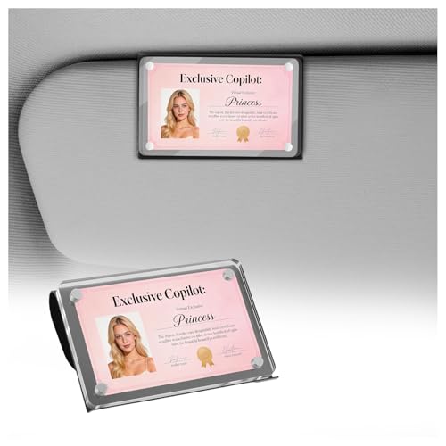 2026 New Car Picture Holder with Sun Visor Clips for Cars,Custom Passenger Princess Car Visor Photo Clip Shows Memorial & Driver's License,Cars Photo Holder for Girlfriend,Boyfriend