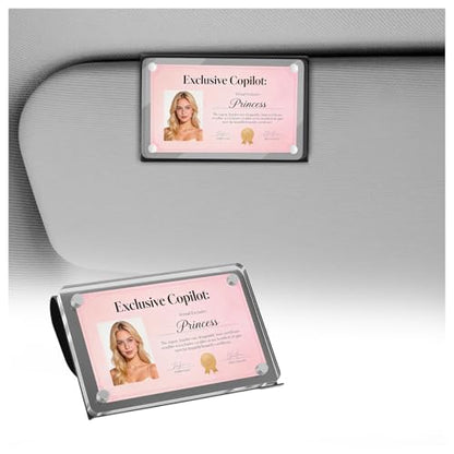 2026 New Car Picture Holder with Sun Visor Clips for Cars,Custom Passenger Princess Car Visor Photo Clip Shows Memorial & Driver's License,Cars Photo Holder for Girlfriend,Boyfriend