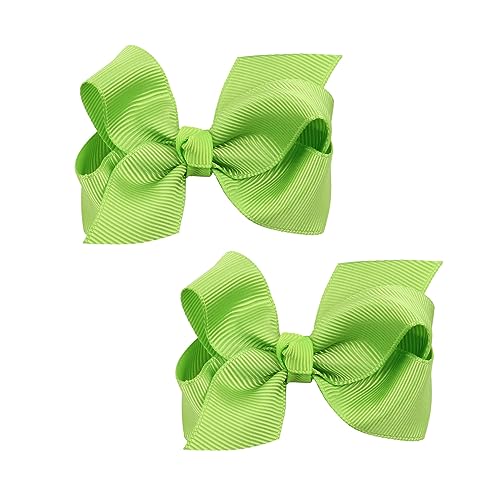 Baby Girl's 2Pcs Cute 3 Inch Pure Color Bow-knot Hair Clip for Photography Travel Daily Life (Green) - color: Green