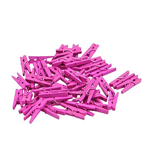 100pcs/Set Mini Colored Wooden Clips for Photo Clips Clothespin Paper Peg Pin Craft Decoration Clips Pegs Wedding Decoration (Rose) - color: Rose