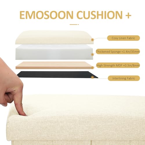 Tall Ottoman with Storage Collapsible Fabric Small Slim Folding Ottoman Furniture with Handles Lid for Room Footrest Foot Stool Linen Beige 16.5x16.5x11.8in - color: Beige
