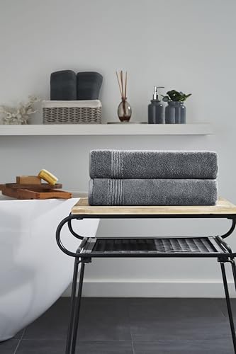Ozdilek 2-Piece Bath Towels, 27x54 100% Turkish Cotton, Luxury Quick Dry, Extra Large, Fade-Resistant, Eco-Friendly, Spa Towel, Comfortable (Antrazit Grey) - color: Antrazit Grey