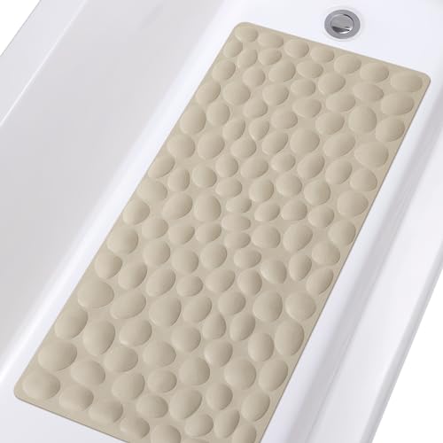 OTHWAY Bathtub Mat Non Slip, Rubber Bath Mat for Kids for Baby, 16x31.5 inch Large Bath Mats for Bathroom Tub with Strong Suction Cups (Brown) - color: Brown, size: 31.5" x 16" (Rectangular)