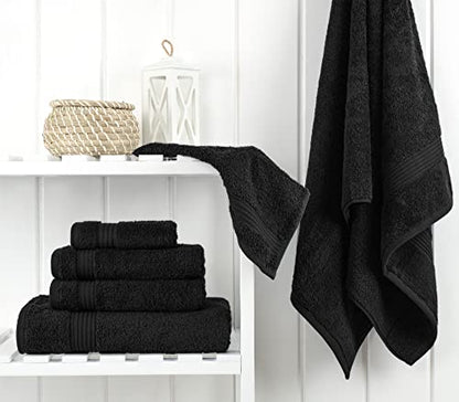 Cotton Paradise 100% Cotton Turkish Towel Set, Soft Absorbent Quick Dry, 6 Piece Towel Set, Coal Black - color: Coal Black