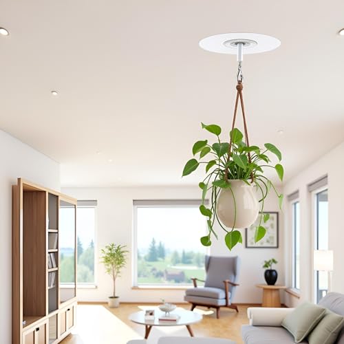 JJLFresheners Adhesive Ceiling Hooks with Safety Clasp, Stick-On Wall Hooks for Plants, Wind Chimes, Home Storage and Bathroom Decor
