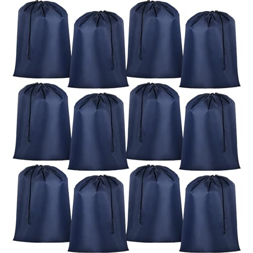 Woanger 12 Pack 28 x 45 Inch Extra Large Laundry Bags Bulk Washable Travel Laundry Bag with Drawstring Closure Large Dirty Clothes Organizer for College Dorm Home Hotel Camping(Navy Blue) - color: Navy Blue